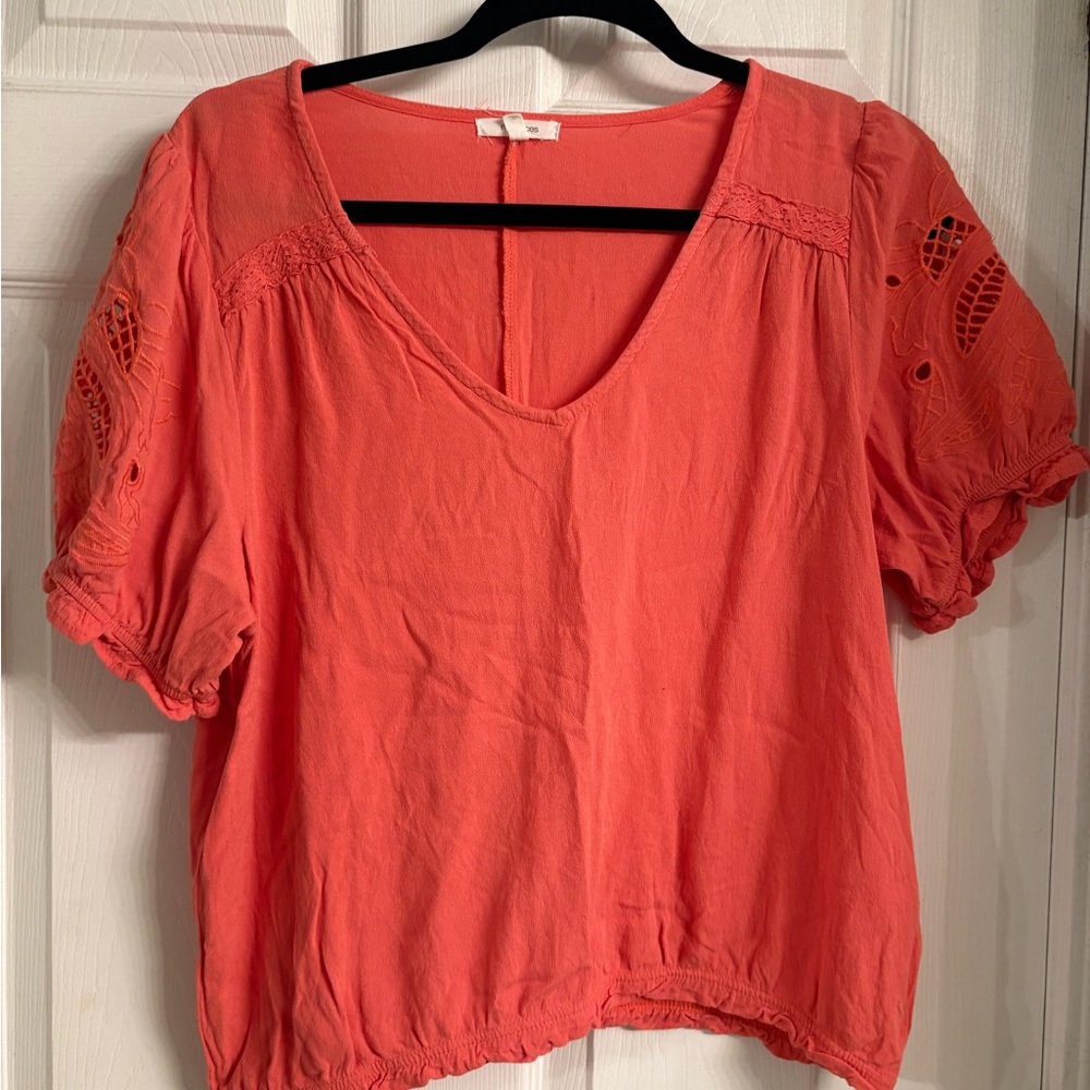Maurices Coral Lace Sleeve Blouse